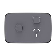Clipsal Iconic, Essence Single Power Point Skin with 1 extra switch, Horizontal Mount, 250V, 10A, Clip-On - Ash Grey