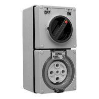 Clipsal - 56 Series, Switched Socket Outlet, 500V, 40A, 5 Round PIN, IP66, 3 Pole, Surface Mount - Resistant White Electric