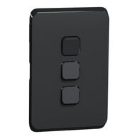 Clipsal Iconic, Switch Plate Skin, 3 Gang, Horizontal/Vertical Mount - Extra Black