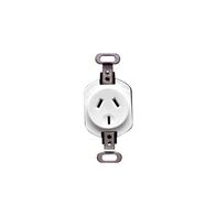 Standard Series, Power Outlet, Single, Flush Mount, 250V 10A, 3 pin - White Electric