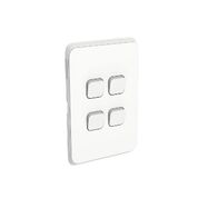 Clipsal Iconic, Gridplate and Skin, 4 Gang, Vertical/Horizontal - Vivid White