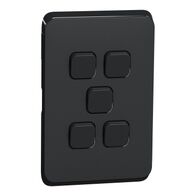 Clipsal Iconic, Switch Plate Skin, 5 Gang, Horizontal/Vertical Mount - Extra Black
