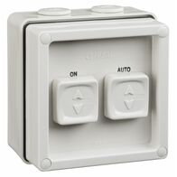 Clipsal - 56 Series, Surface Switch, 2 Gang, 1 Pole, 250VAC, 10A, Twin Sliding, Auto/Man/On/Off - Grey