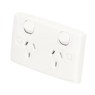 Standard Series, Twin Switch Socket Outlet, 250V, 10A, Standard Size - Dark Blue