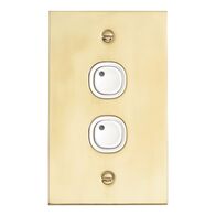 C-Bus Control and Management System, Flat Plate, Key Input, 2 Gang, B Style, Learn Enabled, Brass - White Electric