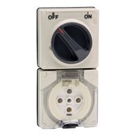 Clipsal - 56 Series, Switched Socket, Surface IP66 5 PIN 32A Less Enclosure - Resistant White Electric