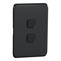 Clipsal Iconic, Switch Plate Skin, 2 Gang, Horizontal/Vertical Mount, Clip-On - Extra Black