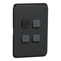 Clipsal Iconic, Switch Plate Skin, 4 Gang, Horizontal/Vertical Mount - Extra Black
