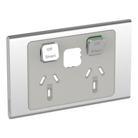 Clipsal Iconic, Styl Skin Connected Socket, Wiser, Horizontal Twin - Silver