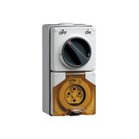 Clipsal - 56 Series, Switched Socket Outlet, 500V, 20A, 4 Round PIN, IP66, 3 Pole - Resistant White Electric