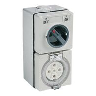 Clipsal - 56 Series, Switched Socket Outlet, 500V, 50A, 5 Round PIN, IP66, 3 Pole, Surface Mount - Resistant Orange