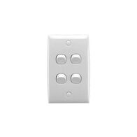 Standard Series, Flush Switch, 4 Gang, 250VAC, 10A, Standard, Vertical, PTN - White Electric