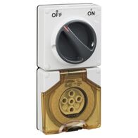 Clipsal - 56 Series, Switched Socket, Surface IP66 5 PIN 20A Less Enclosure - Resistant White Electric