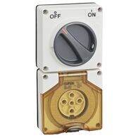 Clipsal - 56 Series, Switched Socket, Surface IP66 5 PIN 10A Less Enclosure - Resistant White Electric
