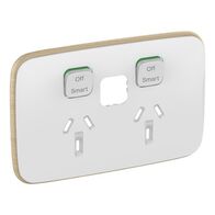 Clipsal Iconic, Essence Skin Connected Socket, Wiser, Horizontal Twin - Arctic White