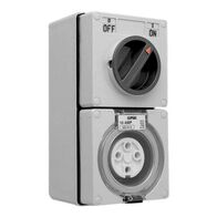 Clipsal - 56 Series, Switched Socket Outlet, 500V, 10A, 4 Round PIN, IP66, 3 Pole - Resistant White Electric