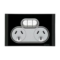 Saturn Series, Double Switch Power Point, 250V, 10A, Non-removable, Extra Switch - Espresso Black