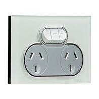 Saturn Series, Double Switch Power Point, 250V, 10A, Non-removable, Extra Switch - Ocean Mist