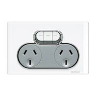 Saturn Series, Double Switch Power Point, 250V, 10A, Non-removable, Extra Switch - Pure White