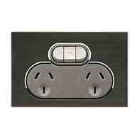 Saturn Series, Double Switch Power Point, 250V, 10A, Non-removable, Extra Switch - Horizon Black