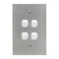 Metal Plate Series, Flush Switch, 4 Gang, 250VAC, 10A, Range, BSL Style, Standard, Vert - White Electric