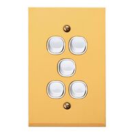 Metal Plate Series, Flush Switch, 5 Gang, 250VAC, 10A, Range, BBSL Style, Standard, Vert - Black