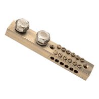 Clipsal - Max 4, Earth bar, 220 A 6 hole length 110 mm Front wiring 2 studs for cable lugs