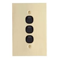 Metal Plate Series, Flush Switch, 3 Gang, 250VAC, 10A, Range, BBSL Style, Standard, Vert - Black