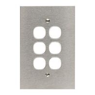 Metal Plate Series, Switch Grid Plate and Cover, 6 Gang, BSL Style, Less Mechanism, Over Size - Black