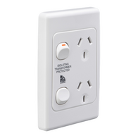 Medilec, Socket, Twin Vertical Double Pole - White Electric