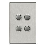Saturn Series, push-button Switch LED, 4 Gang, 250V, 16AX/20A - Horizon Silver