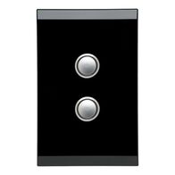 Saturn Series, push-button Switch LED, 2 Gang, 250V, 16AX/20A - Espresso Black