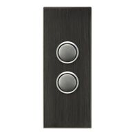 Saturn Series, push-button Switch LED Architrave, 2 Gang, 250V, 16AX/20A - Horizon Black