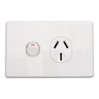 Classic C2000 Series, Switched Socket Outlet, Single, 250V, 20A - White Electric