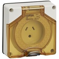 Clipsal - 56 Series, Socket Outlet, Surface 3 PIN 10A LT Less Enclosure - Resistant White Electric