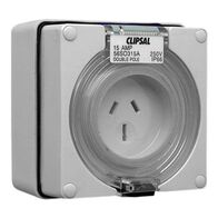Clipsal - 56 Series, Socket Outlet, 3 Flat PIN, 250V, 15A, Auto Switched, 2 Pole - Grey