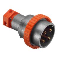 Metal Clad, Multi Phase Plug, 500V, 32A , 4 Round PIN, Plastic Screw Ring