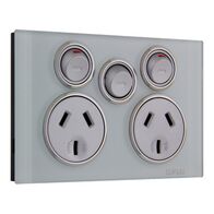 Saturn Series, Twin Switched Socket Outlet, 250V, 10A with Extra Switch - Ocean Mist