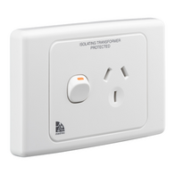 Medilec, Single Switch Socket Outlet, 250V, 10A, 2 Pole - White Electric