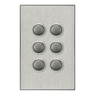 Saturn Series, push-button Switch LED, 6 Gang, 250V, 16AX/20A - Horizon Silver