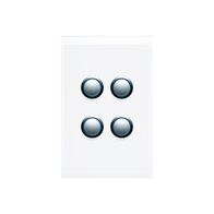 Saturn Series, push-button Switch LED, 4 Gang, 250V, 16AX/20A - Pure White