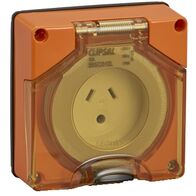 Clipsal - 56 Series, Socket Outlet, Surface 3 PIN 10A LT Less Enclosure - Resistant Orange