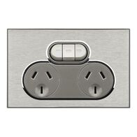 Saturn Series, Double Switch Power Point, 250V, 10A, Non-removable, Extra Switch - Horizon Silver