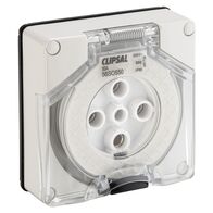 Clipsal - 56 Series, Socket Outlet, Surface 5 PIN Round 50A Less Enclosure - Grey