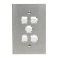 Metal Plate Series, Flush Switch, 5 Gang, 250VAC, 10A, Range, BSL Style, Standard, Vert - White Electric