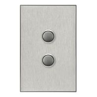 Saturn Series, push-button Switch, 2 Gang - Horizon Silver