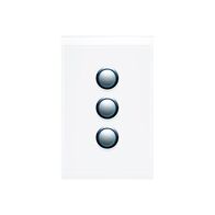 Saturn Series, push-button Switch LED, 3 Gang, 250V, 16AX/20A - Pure White