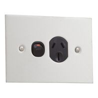 Metal Plate Series, Switched Socket Single, Bsl Style Stainless Steel - Black