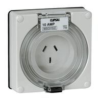 Clipsal - 56 Series, Socket Outlet Surface 3 Flat PIN 10A, 250V Less Enclosure - Resistant White Electric