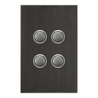 Saturn Series, push-button Switch, 4 Gang, 250V, 16AX/20A - Horizon Black